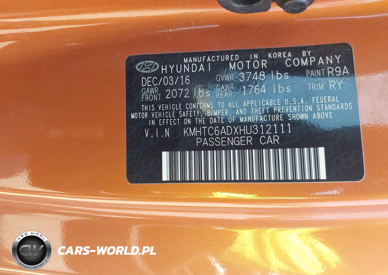 2017 Hyundai Veloster Value Edition VIN:KMHTC6ADXHU312111 - 9