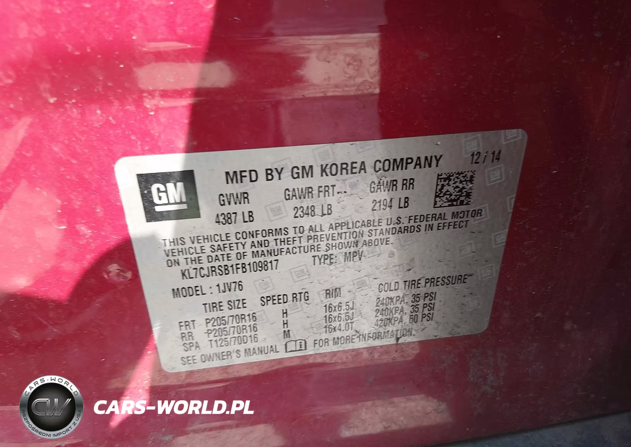 2015 Chevrolet Trax Lt VIN:KL7CJRSB1FB109817 - 9