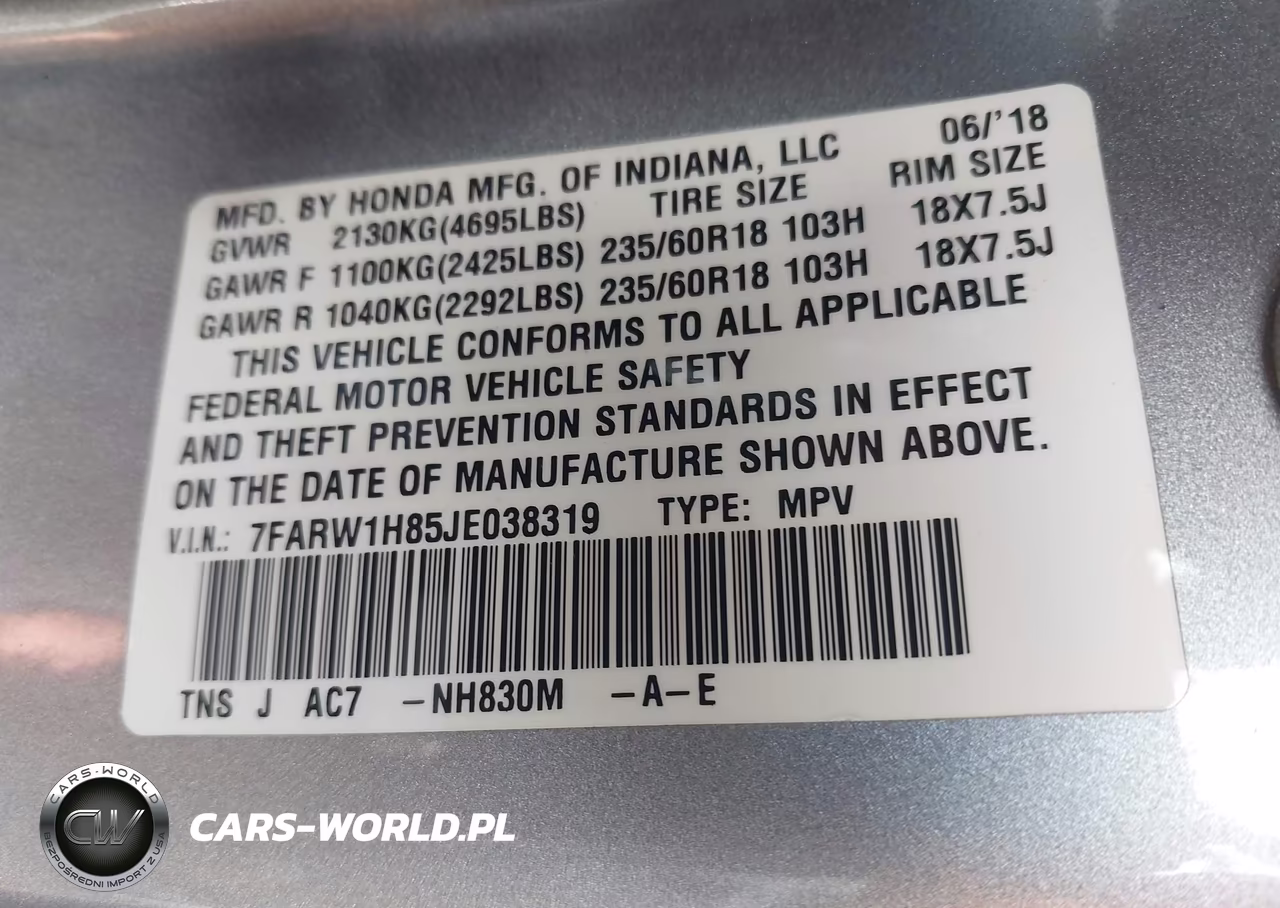 2018 Honda Cr-V Ex-L-Ex-L Navi VIN:7FARW1H85JE038319 - 9