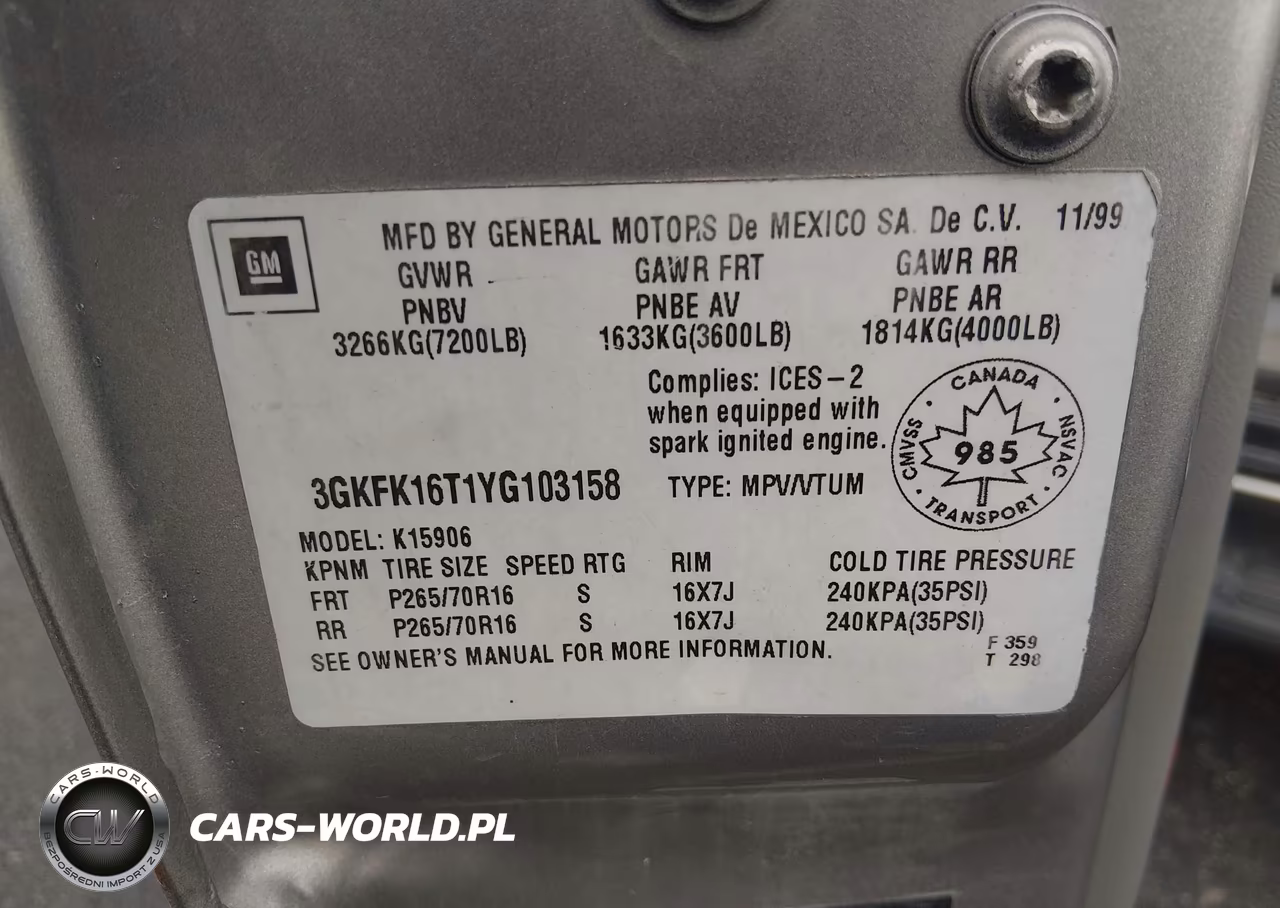 2000 GMC Yukon Xl 1500 Sle-Slt VIN:3GKFK16T1YG103158 - 9