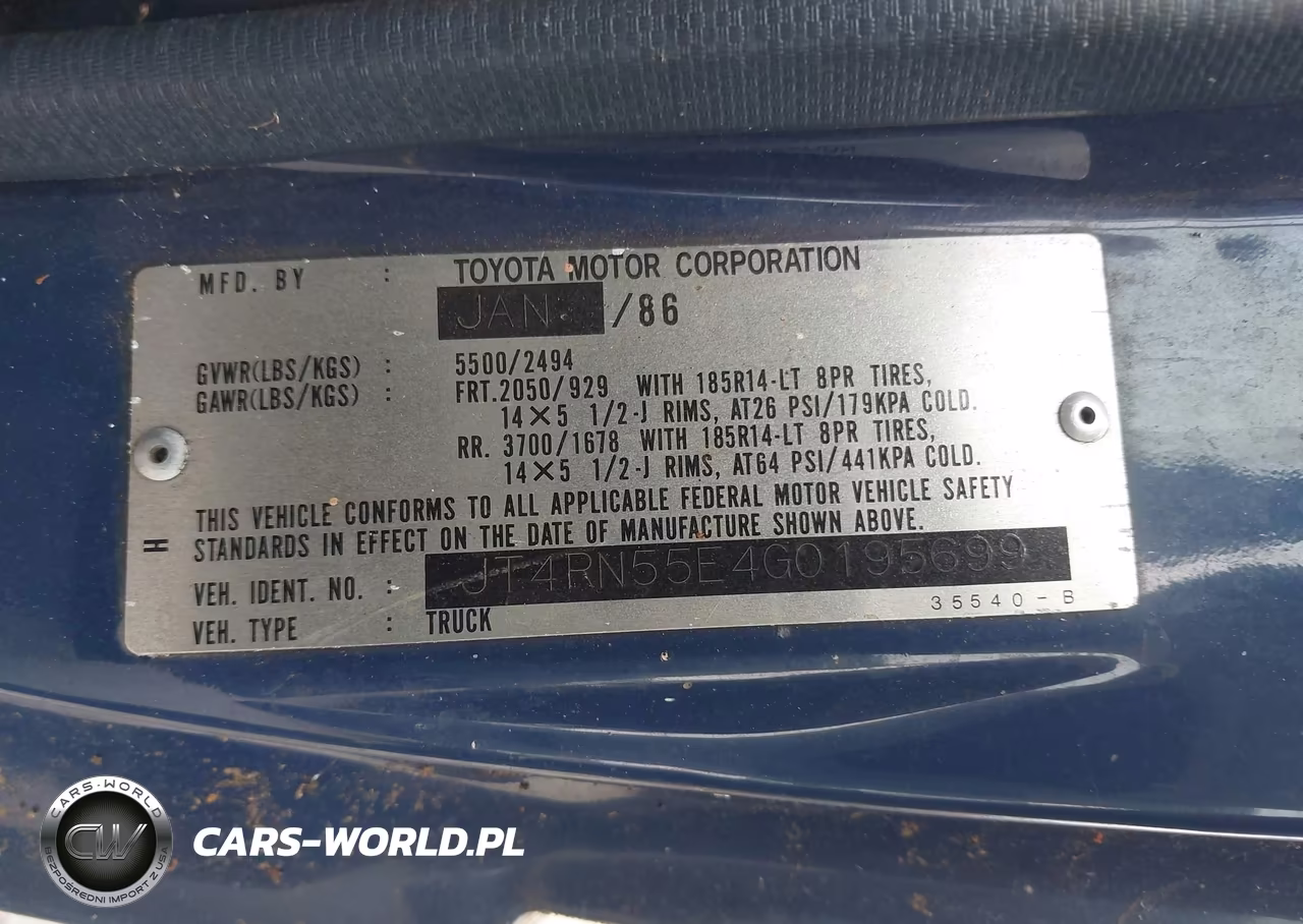 1986 Toyota Pickup 1 Ton Long Bed Rn55 VIN:JT4RN55E4G0195699 - 9