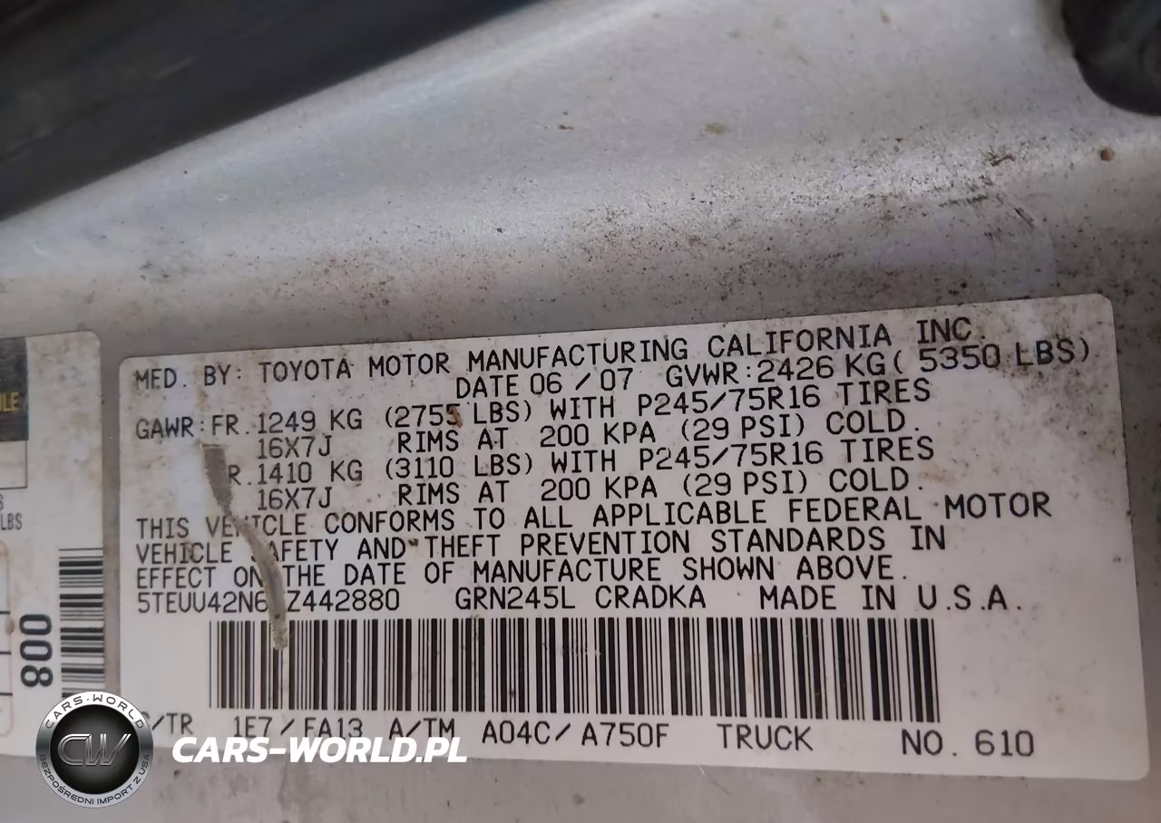2007 Toyota Tacoma Base V6 VIN:5TEUU42N67Z442880 - 9