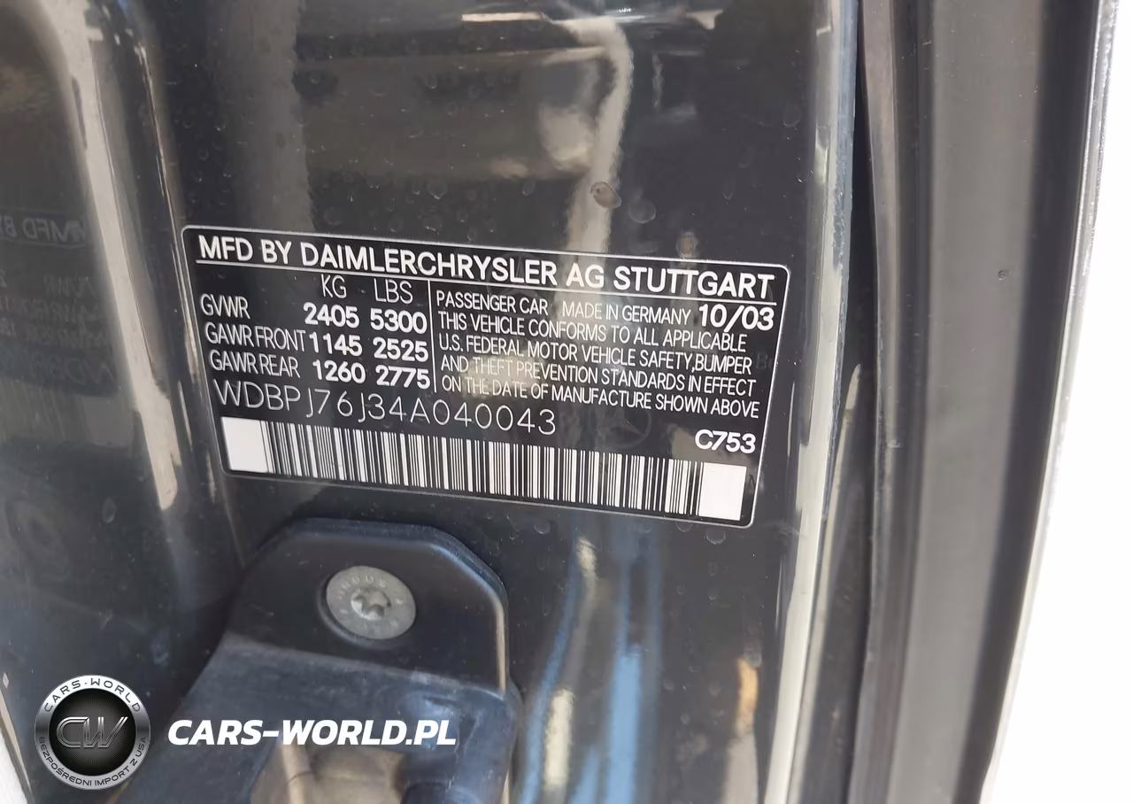 2004 Mercedes-Benz Cl 600 VIN:WDBPJ76J34A040043 - 9