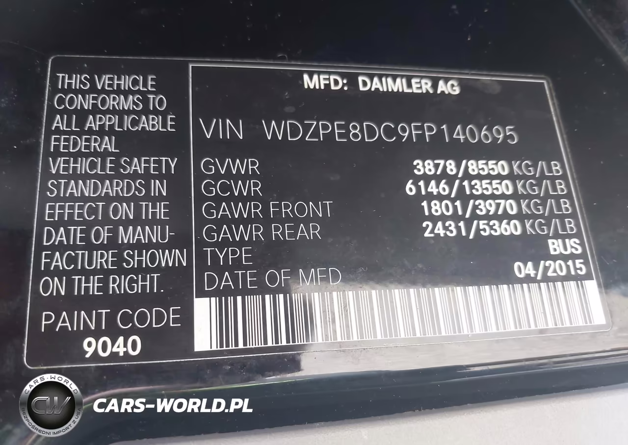 2015 Mercedes-Benz Sprinter 2500 High Roof VIN:WDZPE8DC9FP140695 - 9