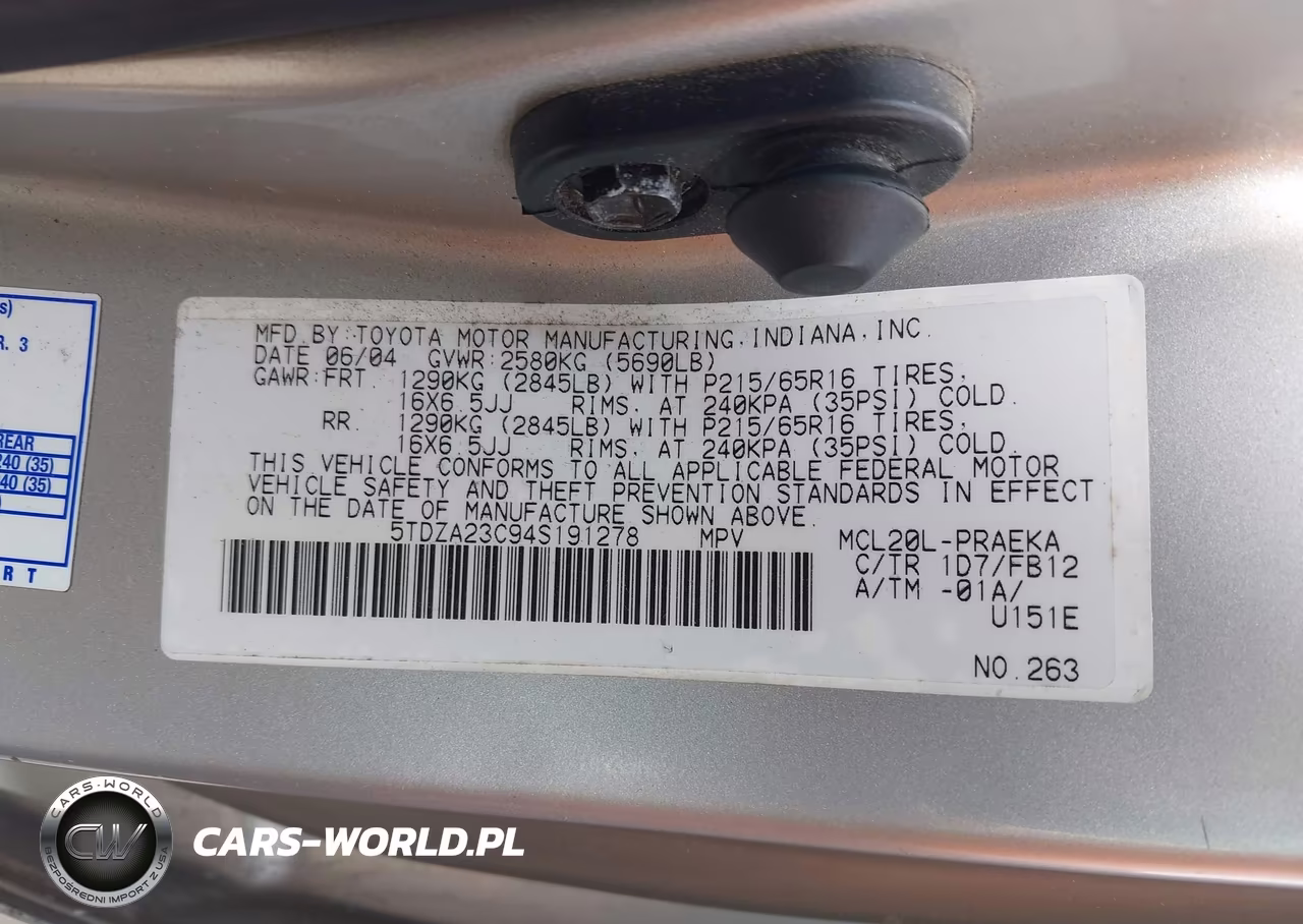 2004 Toyota Sienna Le VIN:5TDZA23C94S191278 - 9