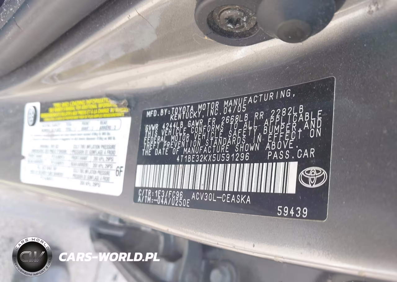 2005 Toyota Camry Se VIN:4T1BE32KX5U591296 - 9