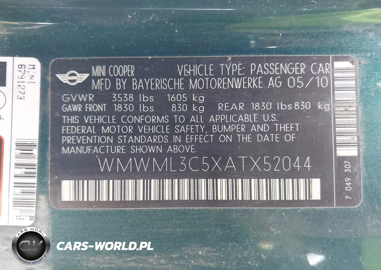 2010 Mini Cooper Clubman VIN:WMWML3C5XATX52044 - 9
