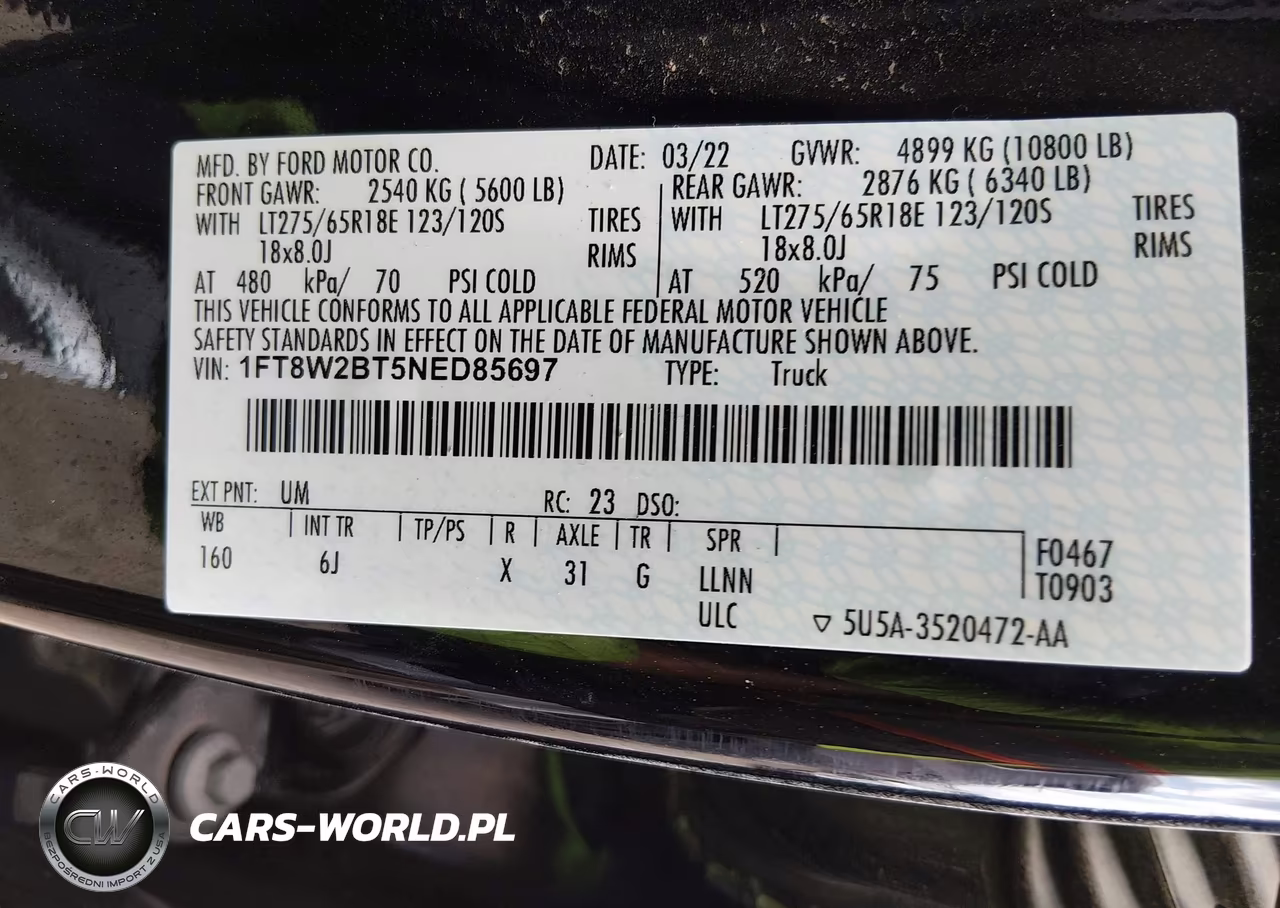 2022 Ford F-250 Lariat VIN:1FT8W2BT5NED85697 - 9