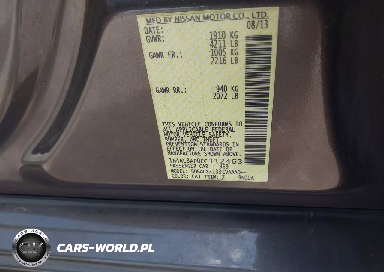 2014 Nissan Altima 2.5 Sl VIN:1N4AL3AP0EC112463 - 9