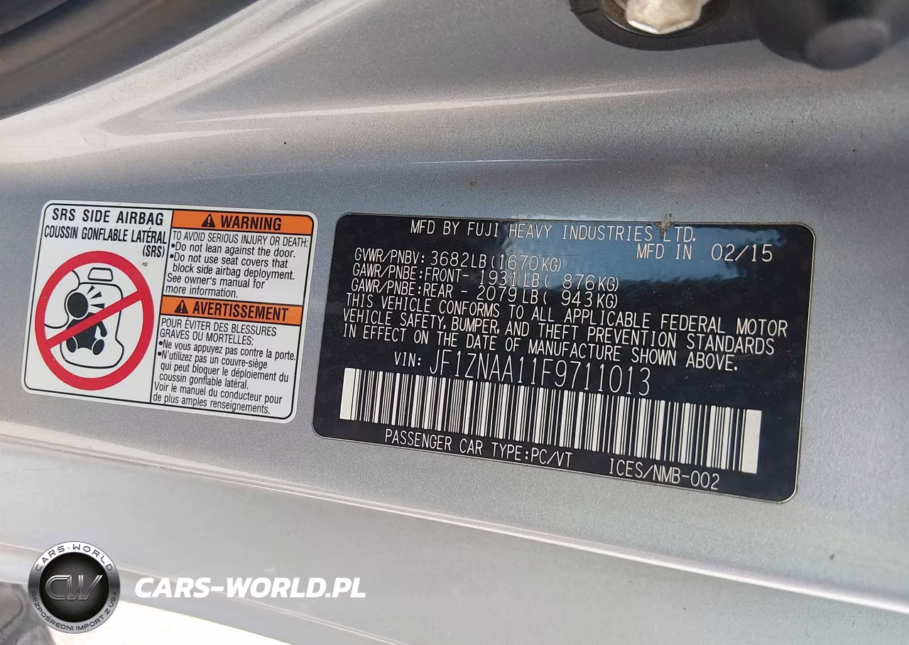 2015 Scion Fr-S VIN:JF1ZNAA11F9711013 - 9