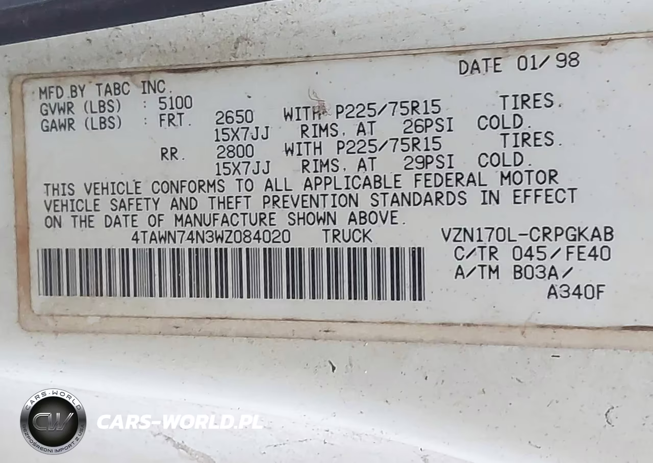 1998 Toyota Tacoma Limited V6 VIN:4TAWN74N3WZ084020 - 9