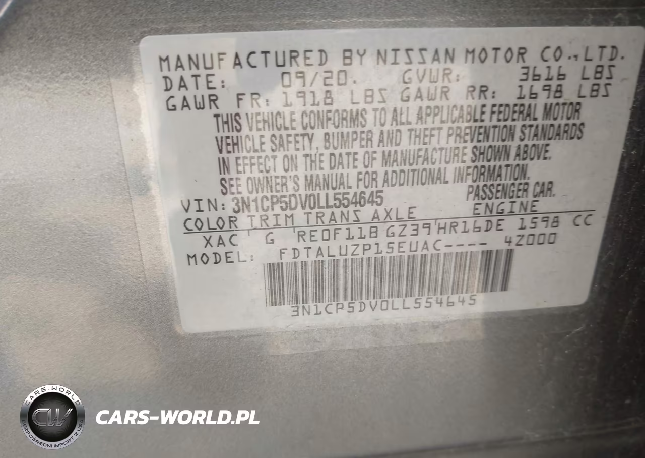2020 Nissan Kicks Sr Xtronic Cvt VIN:3N1CP5DV0LL554645 - 9