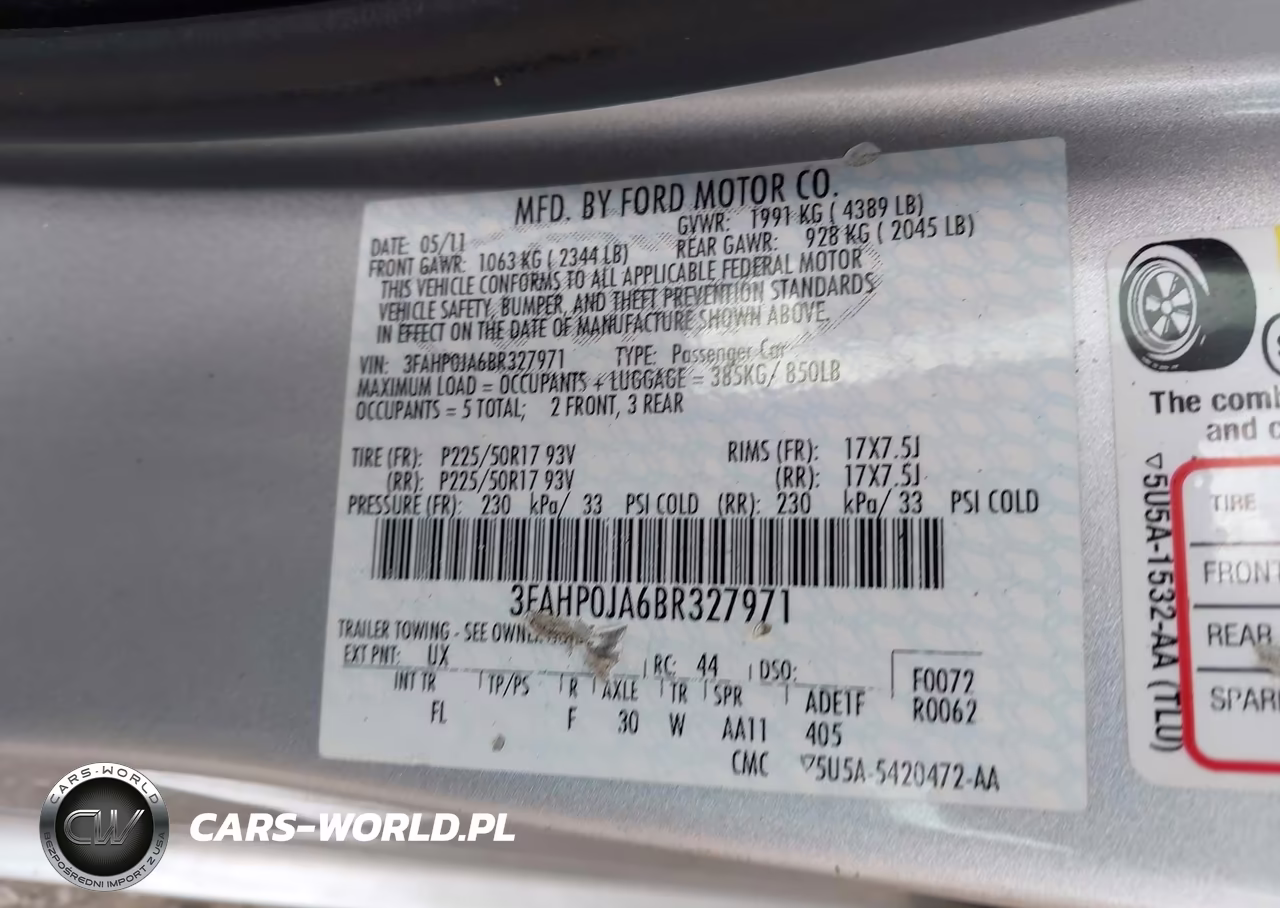 2011 Ford Fusion Sel VIN:3FAHP0JA6BR327971 - 9