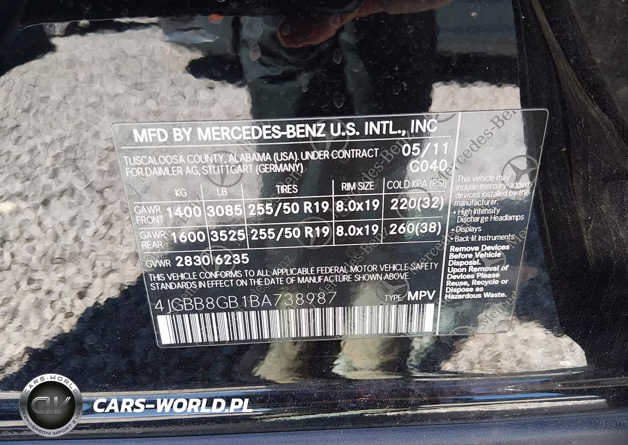 2011 Mercedes-Benz Ml 350 4Matic VIN:4JGBB8GB1BA738987 - 9