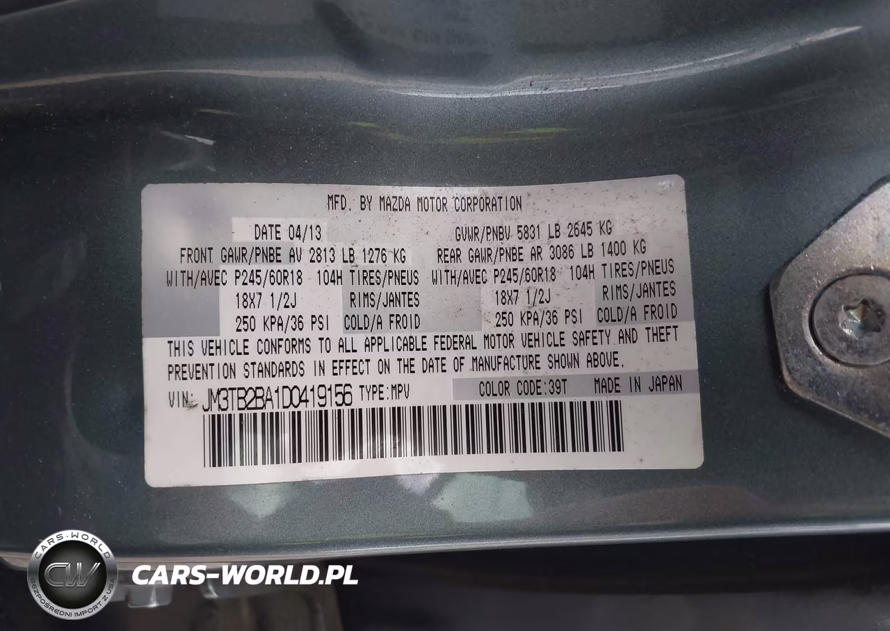 2013 Mazda Cx-9 Sport VIN:JM3TB2BA1D0419156 - 9