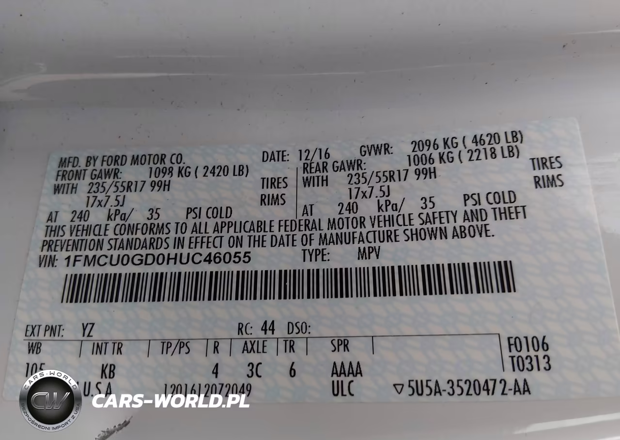 2017 Ford Escape Se VIN:1FMCU0GD0HUC46055 - 9