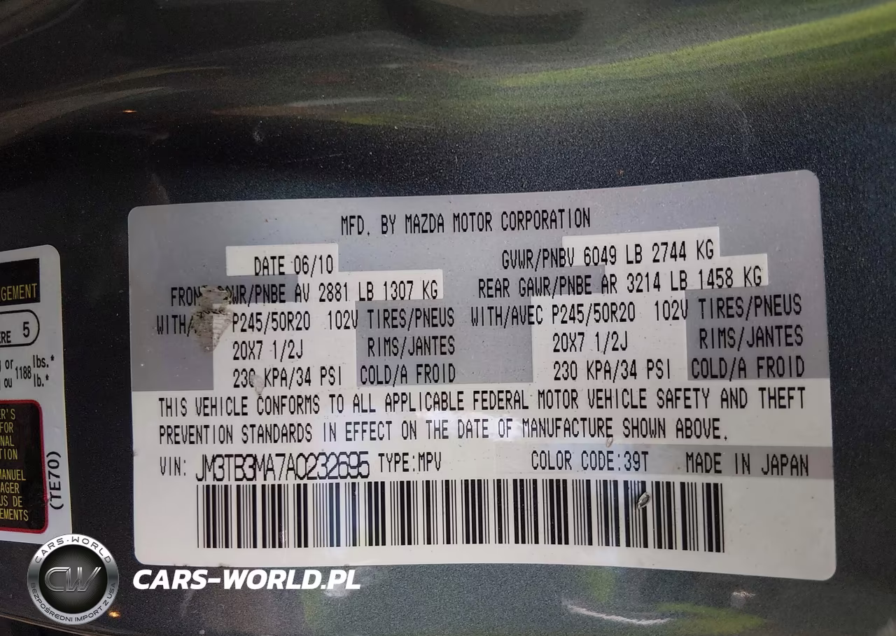 2010 Mazda Cx-9 Grand Touring VIN:JM3TB3MA7A0232695 - 9