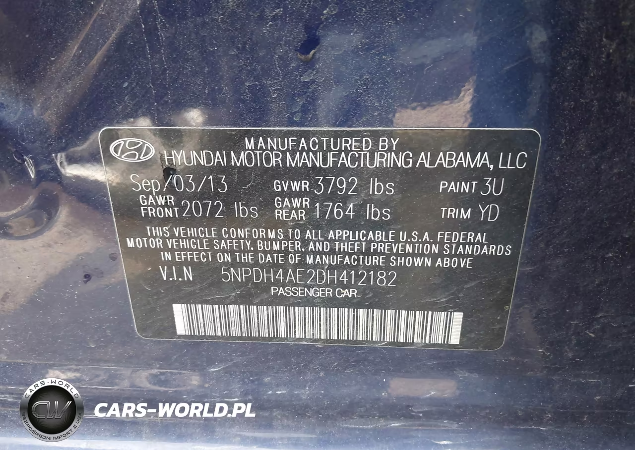 2013 Hyundai Elantra Gls VIN:5NPDH4AE2DH412182 - 9