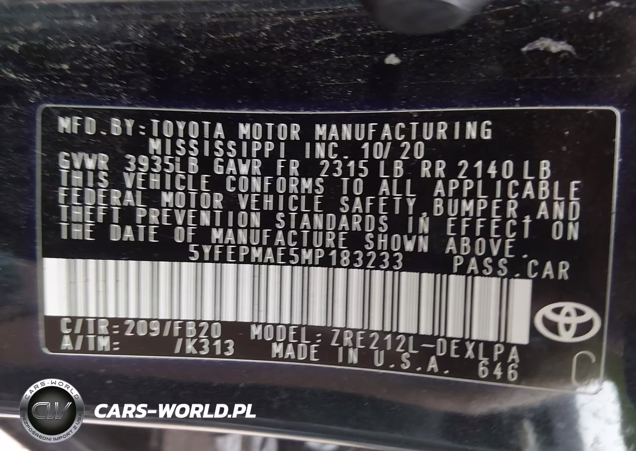 2021 Toyota Corolla Le VIN:5YFEPMAE5MP183233 - 9