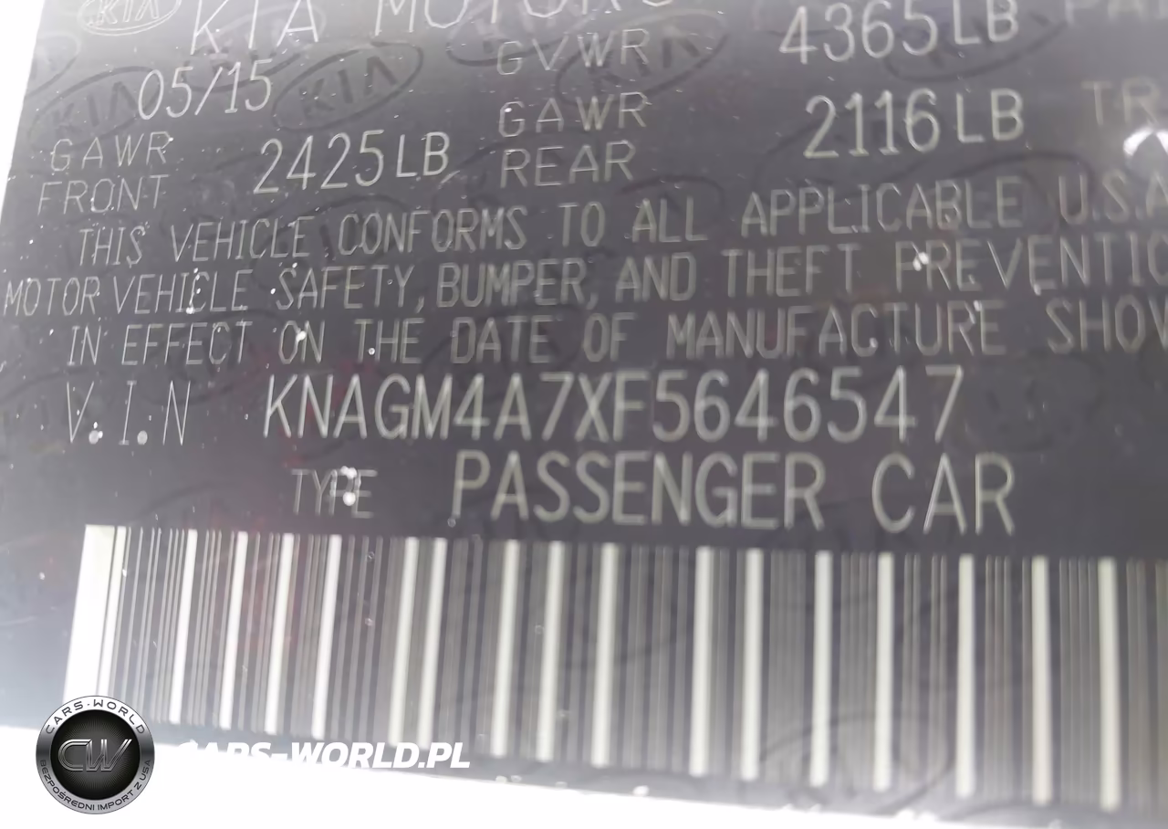 2015 Kia Optima Lx VIN:KNAGM4A7XF5646547 - 9