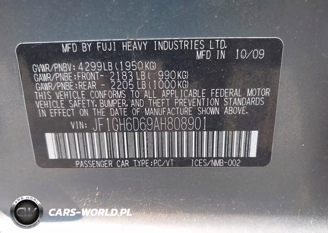 2010 Subaru Impreza Outback Sport VIN:JF1GH6D69AH808901 - 9