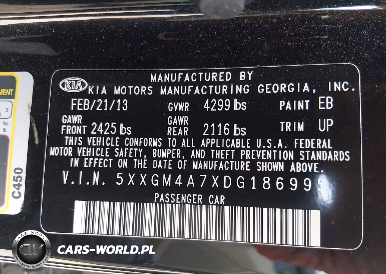2013 Kia Optima Lx VIN:5XXGM4A7XDG186995 - 9