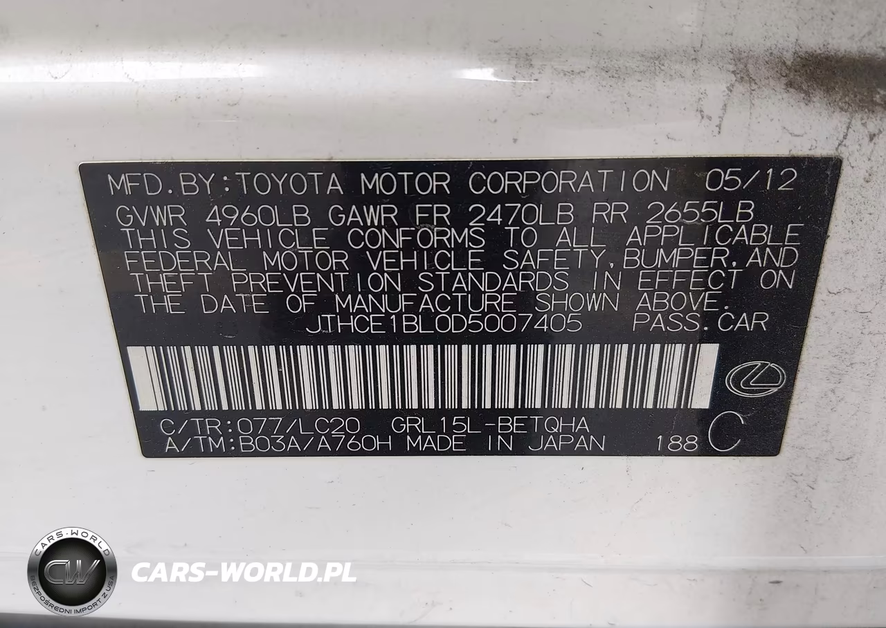 2013 Lexus Gs 350 VIN:JTHCE1BL0D5007405 - 9