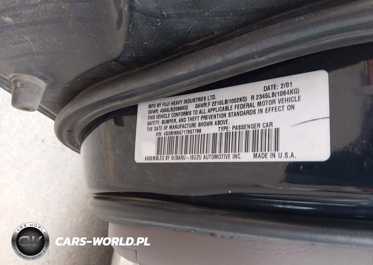 2001 Subaru Outback VIN:4S3BH665717657796 - 9