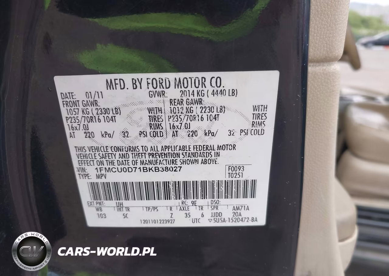 2011 Ford Escape Xlt VIN:1FMCU0D71BKB38027 - 9