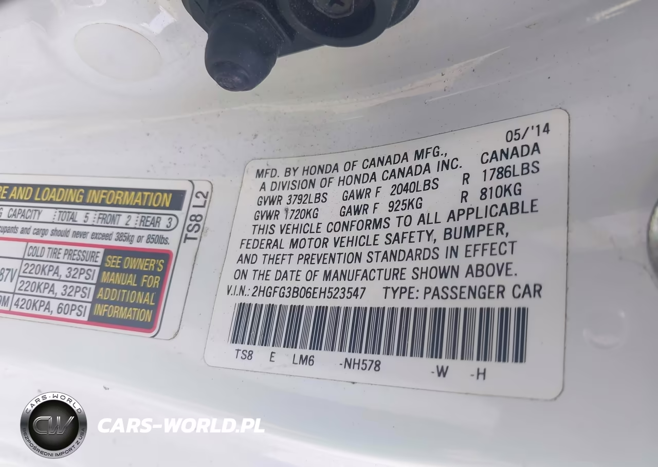 2014 Honda Civic Ex-L VIN:2HGFG3B06EH523547 - 9