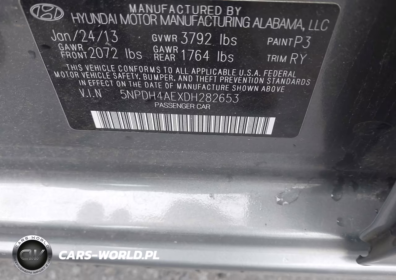 2013 Hyundai Elantra Limited VIN:5NPDH4AEXDH282653 - 9