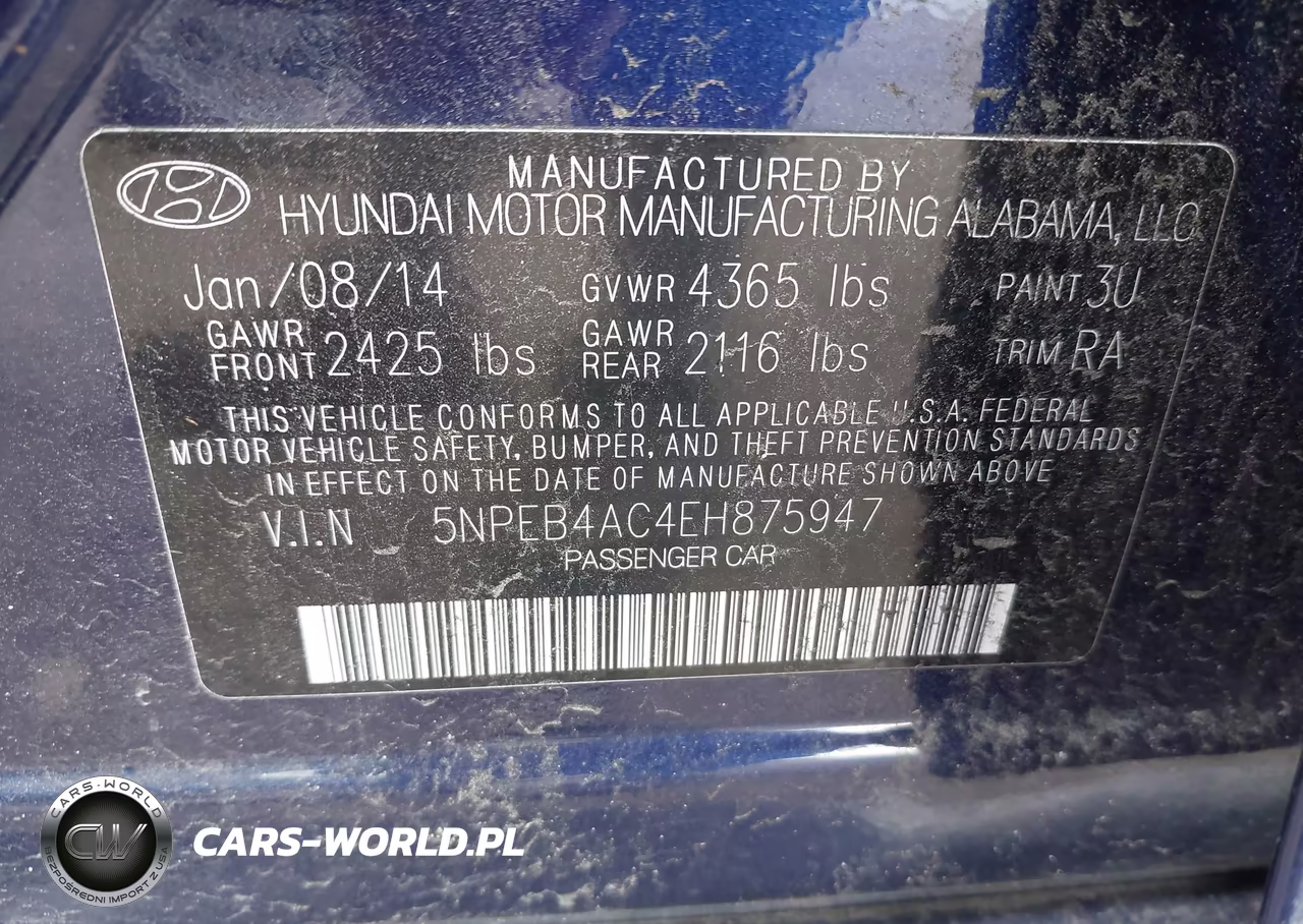 2014 Hyundai Sonata Gls VIN:5NPEB4AC4EH875947 - 9