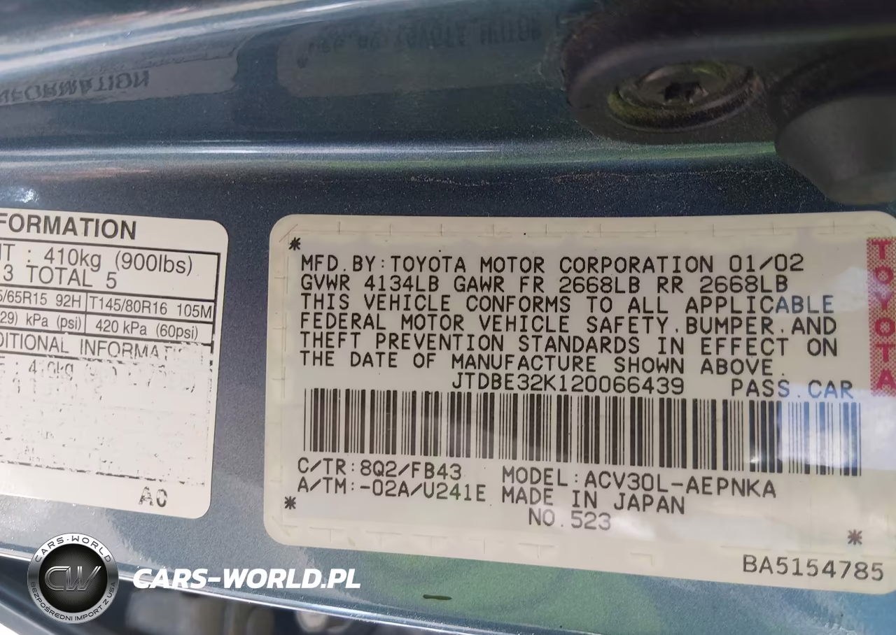 2002 Toyota Camry Le VIN:JTDBE32K120066439 - 9