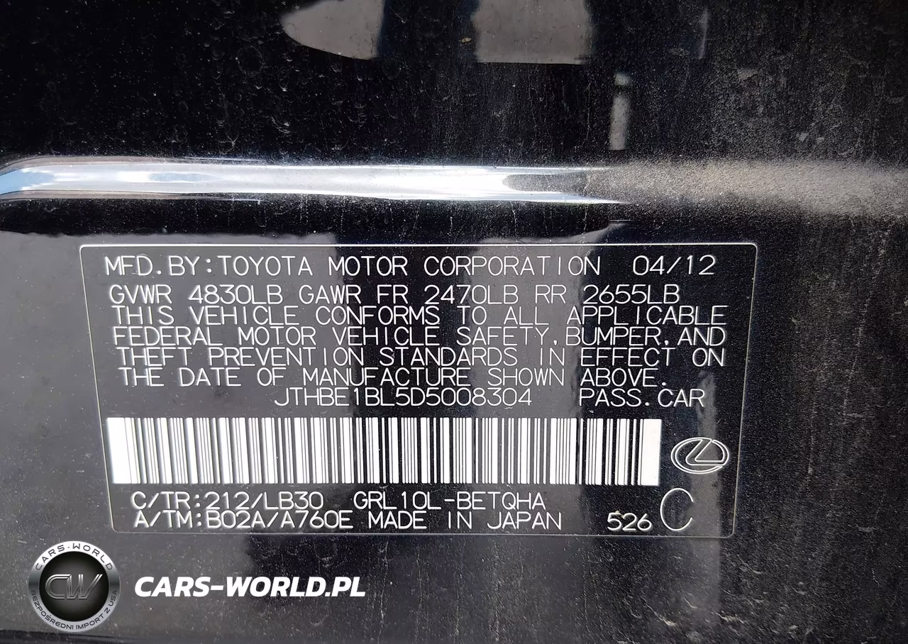 2013 Lexus Gs 350 VIN:JTHBE1BL5D5008304 - 9