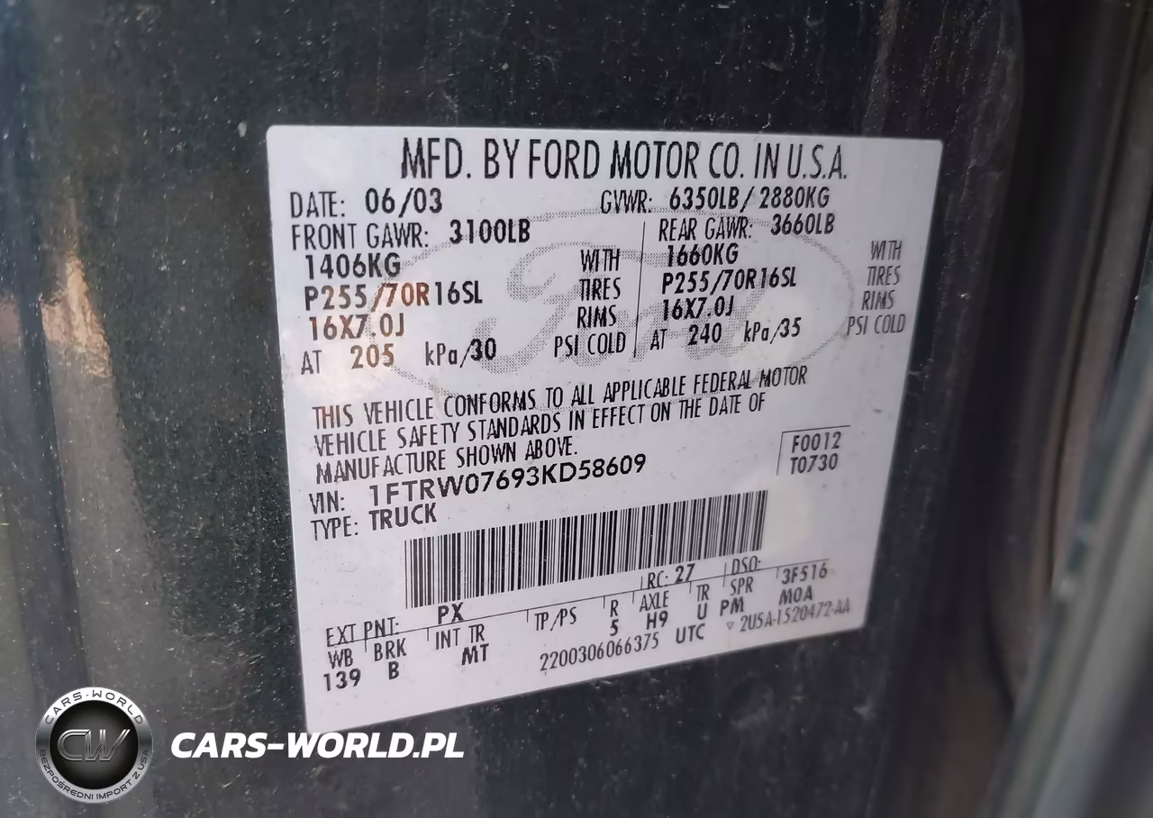 2003 Ford F-150 Lariat-Xlt VIN:1FTRW07693KD58609 - 9