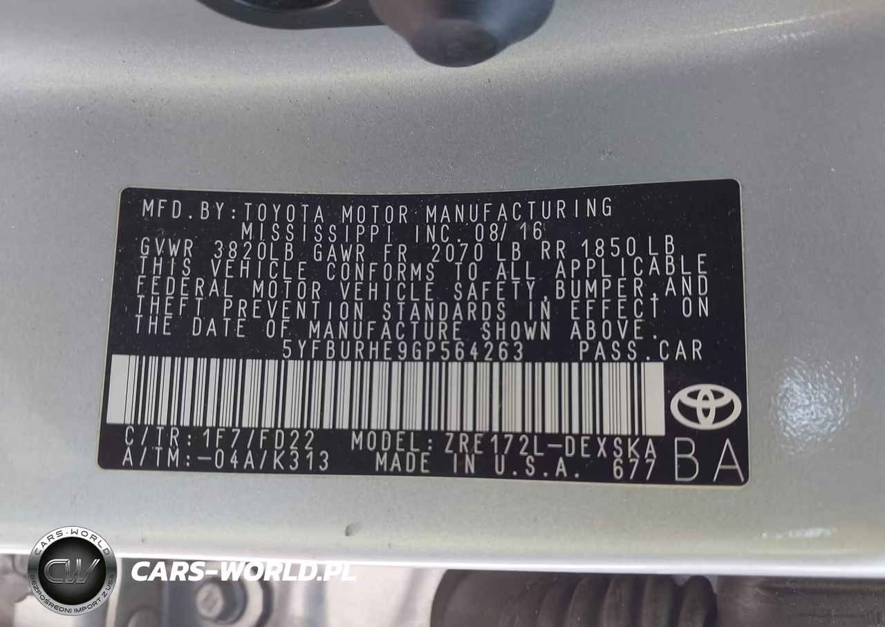 2016 Toyota Corolla S Plus VIN:5YFBURHE9GP564263 - 9