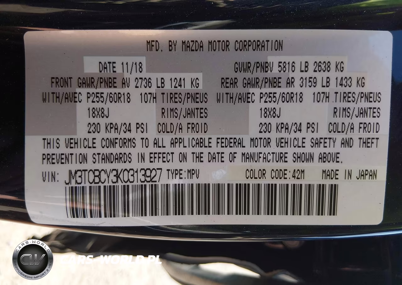 2019 Mazda Cx-9 Touring VIN:JM3TCBCY3K0313927 - 9