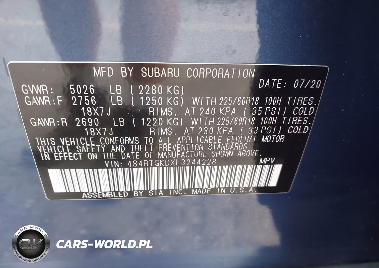 2020 Subaru Outback Onyx Edition Xt VIN:4S4BTGKDXL3244228 - 9