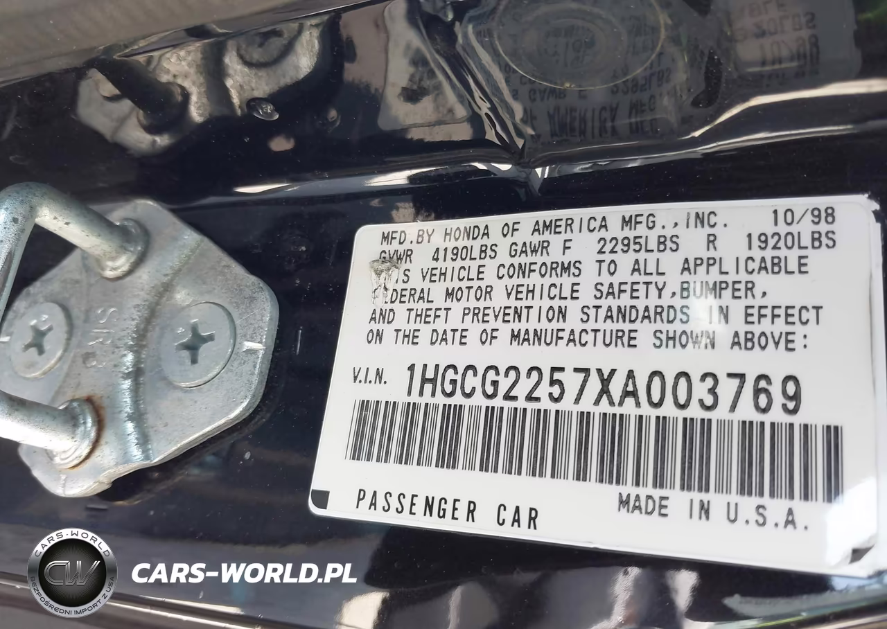 1999 Honda Accord Ex V6 VIN:1HGCG2257XA003769 - 9