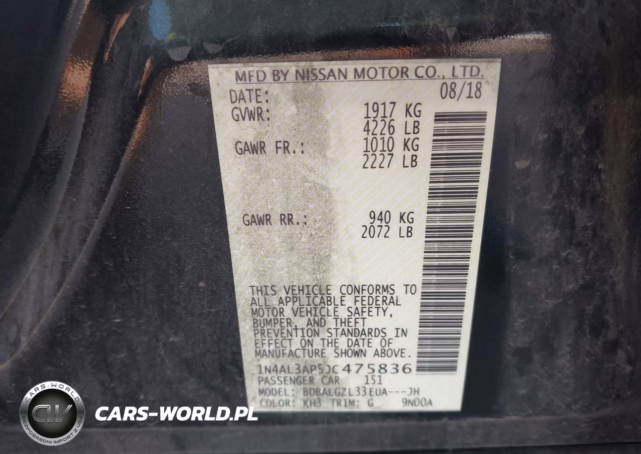 2018 Nissan Altima 2.5 S VIN:1N4AL3AP5JC475836 - 9