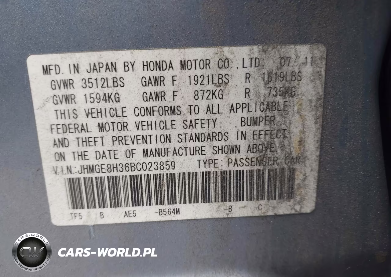 2011 Honda Fit VIN:JHMGE8H36BC023859 - 9