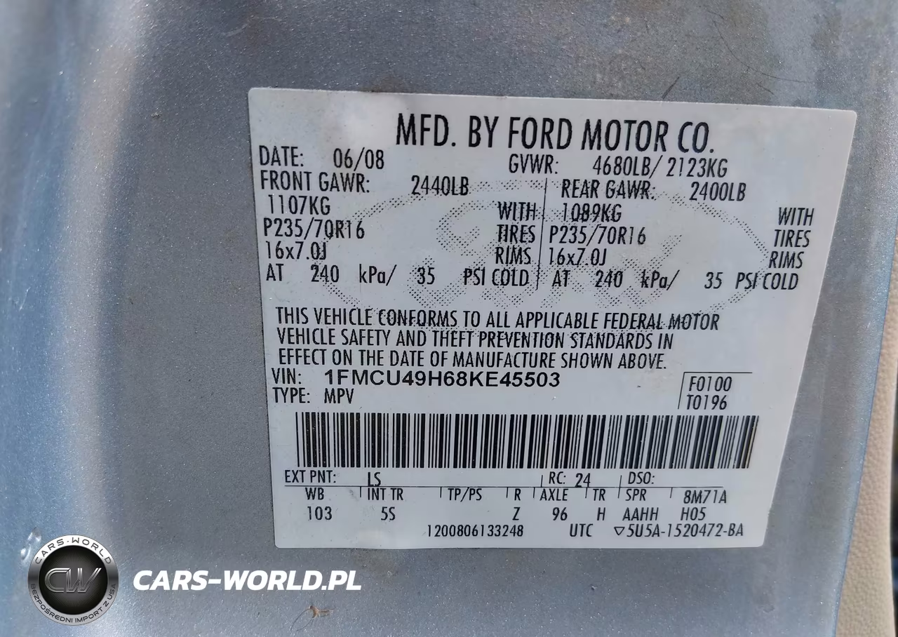 2008 Ford Escape Hybrid VIN:1FMCU49H68KE45503 - 9