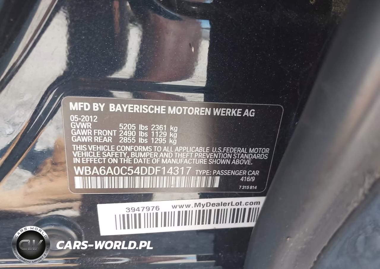 2013 BMW 640I Gran Coupe VIN:WBA6A0C54DDF14317 - 9