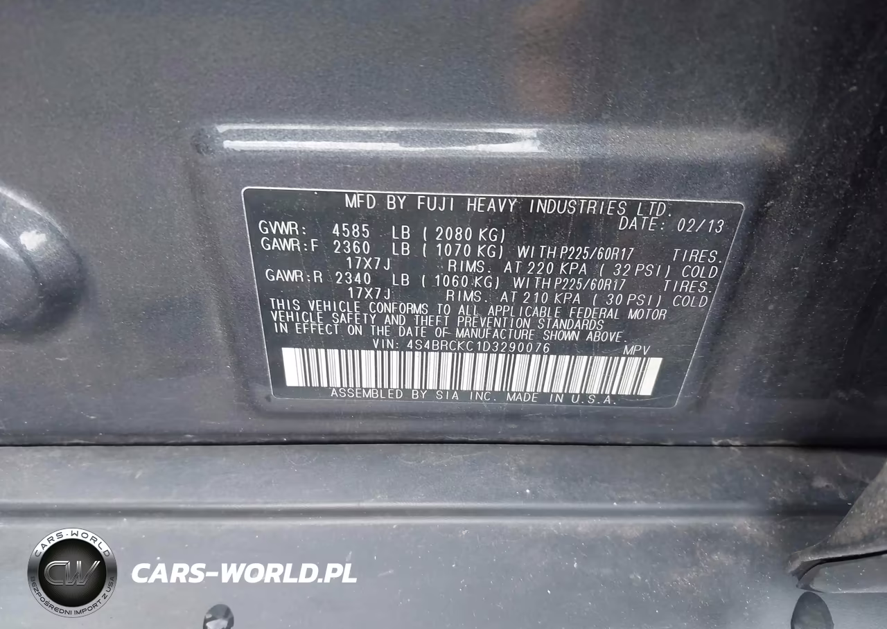 2013 Subaru Outback 2.5I Limited VIN:4S4BRCKC1D3290076 - 9