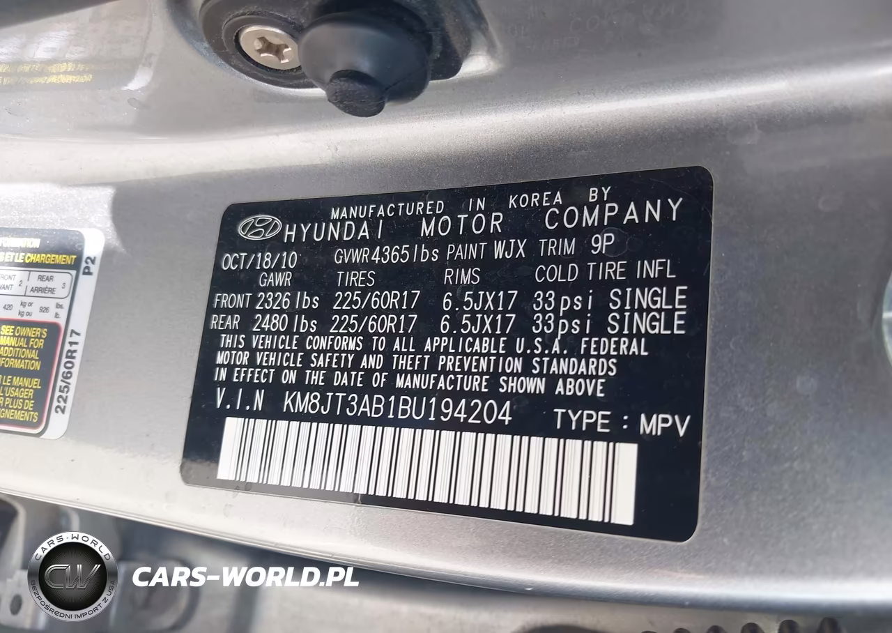 2011 Hyundai Tucson Gl VIN:KM8JT3AB1BU194204 - 9