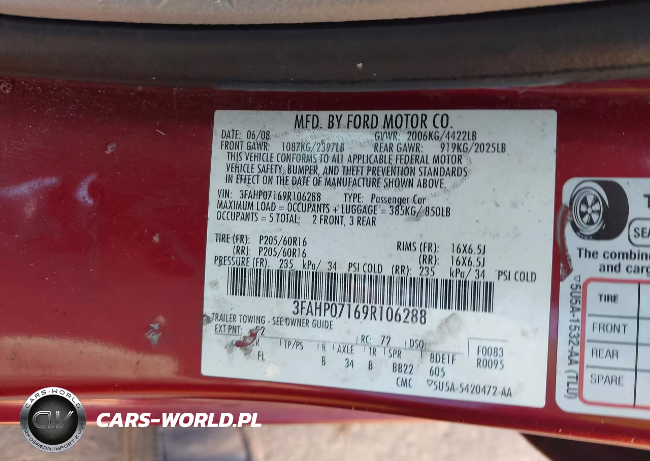 2009 Ford Fusion Se VIN:3FAHP07169R106288 - 9