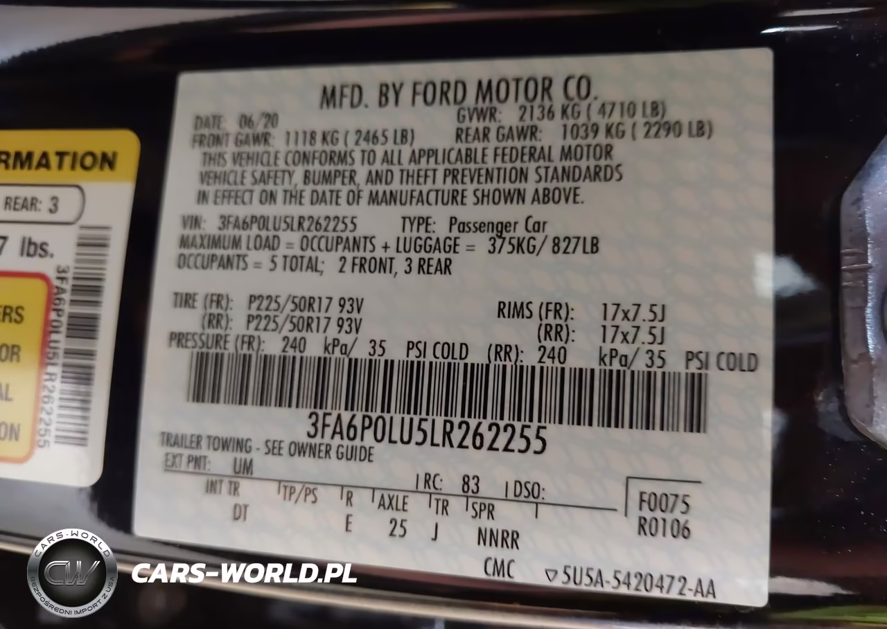 2020 Ford Fusion Hybrid Se VIN:3FA6P0LU5LR262255 - 9