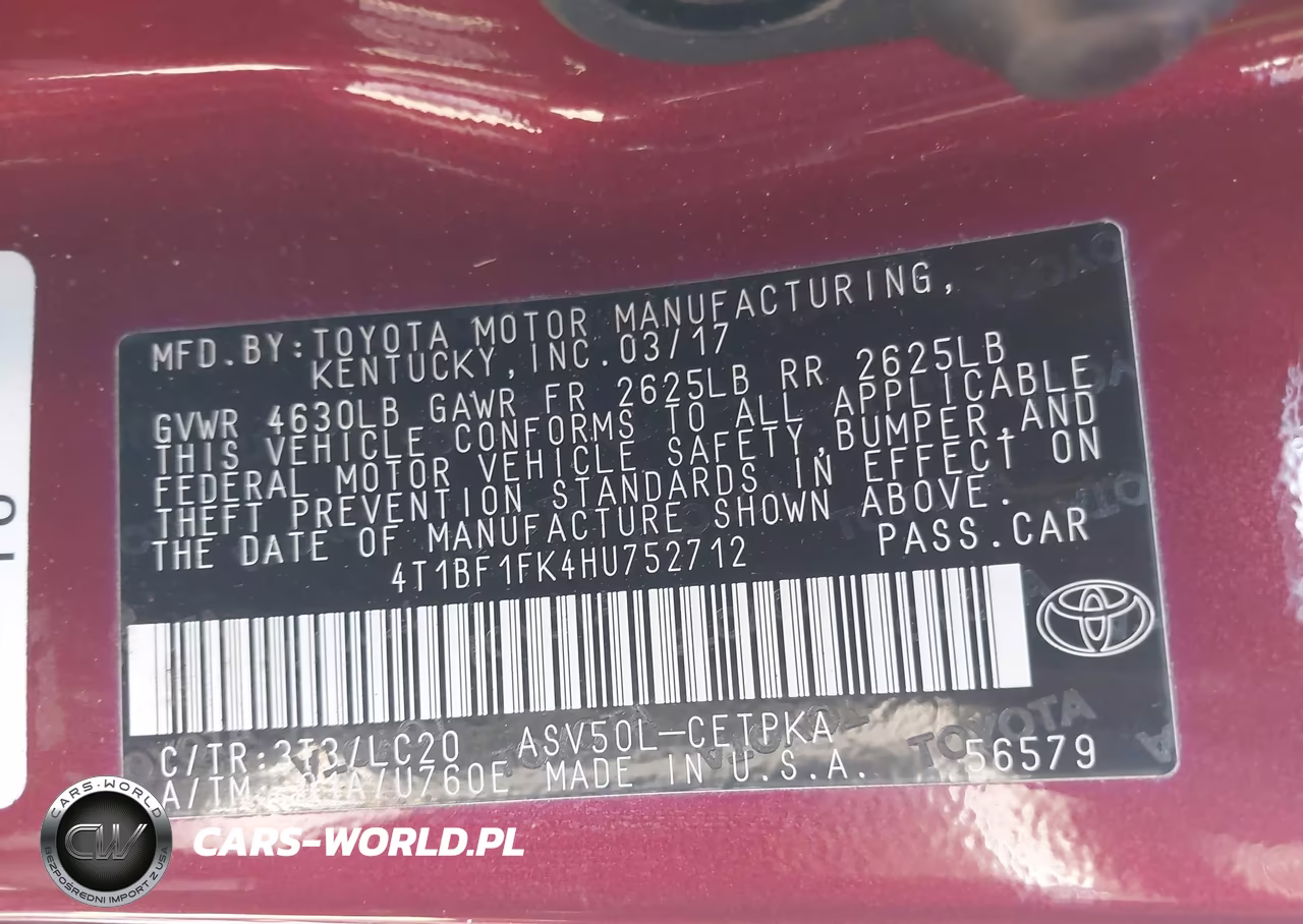 2017 Toyota Camry Xse VIN:4T1BF1FK4HU752712 - 9