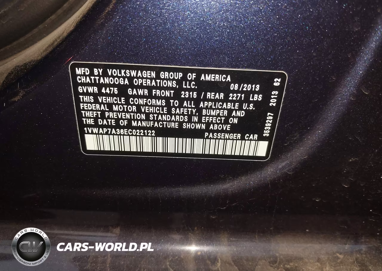 2014 Volkswagen Passat 2.5L Wolfsburg Edition VIN:1VWAP7A36EC022122 - 9