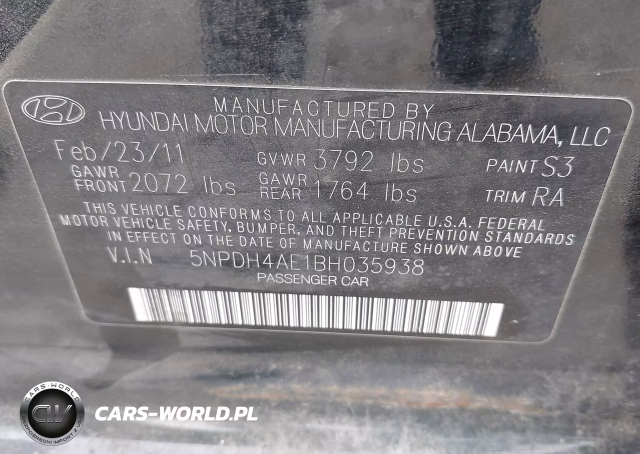 2011 Hyundai Elantra Gls VIN:5NPDH4AE1BH035938 - 9